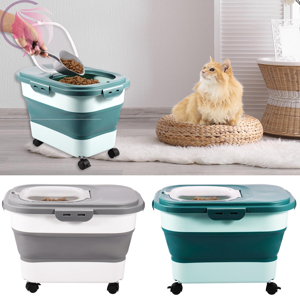 Dog Food Storage Container 23Lbs Foldable Pet Food Container Airtight