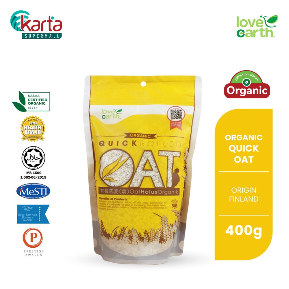 Love Earth Organic Quick Rolled Oat 400g Shopee Malaysia