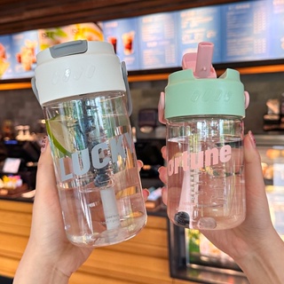 1pc 450ml Reusable And Durable Simple Modern Kids Water Bottle Plastic With  Leak Proof Straw Lid