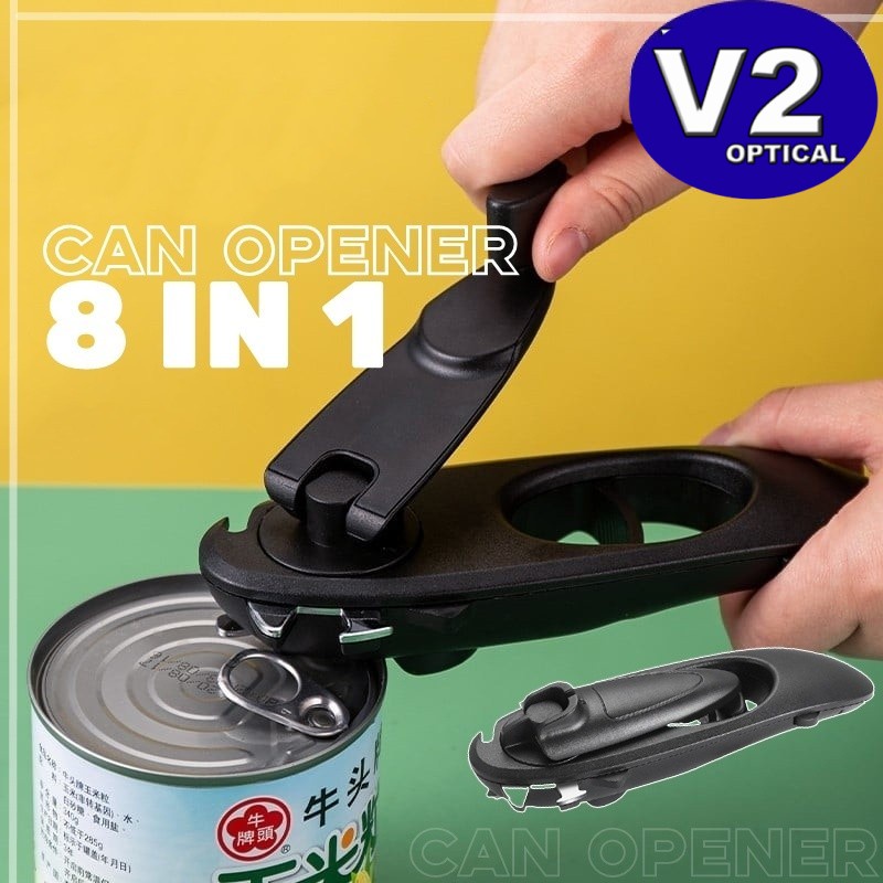 8 in 1 Can Opener with Rotary Handle Multifunction Tin Lid Canned
