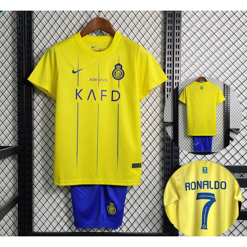 New 2023/24 soccer jersey for kids Al Nassr Home pants soccer shirt ...