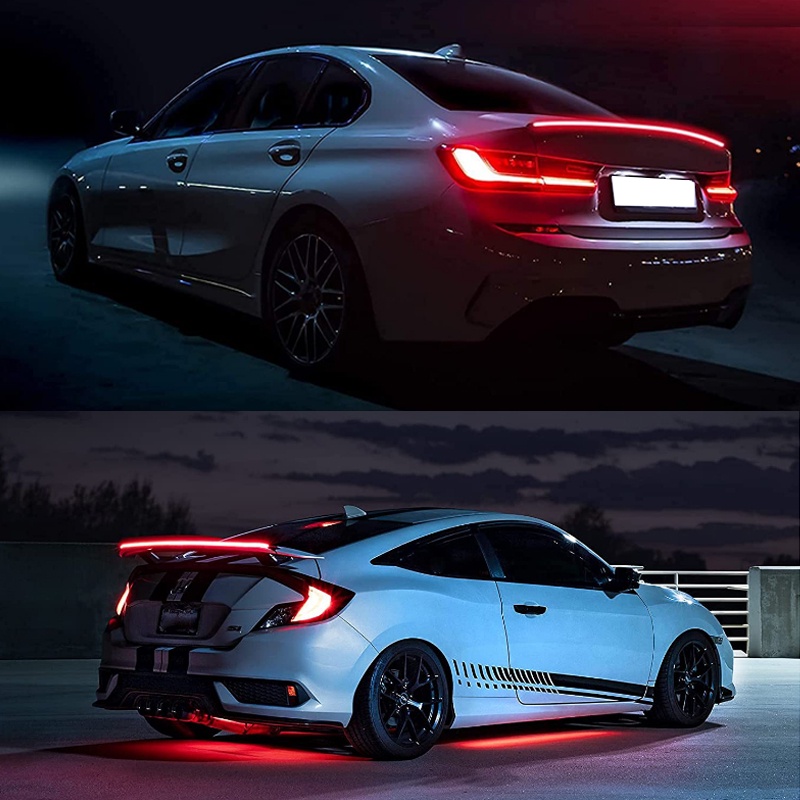 120CM Universal Carbon Fiber Multifunction Trunk Spoilers LED Light ...