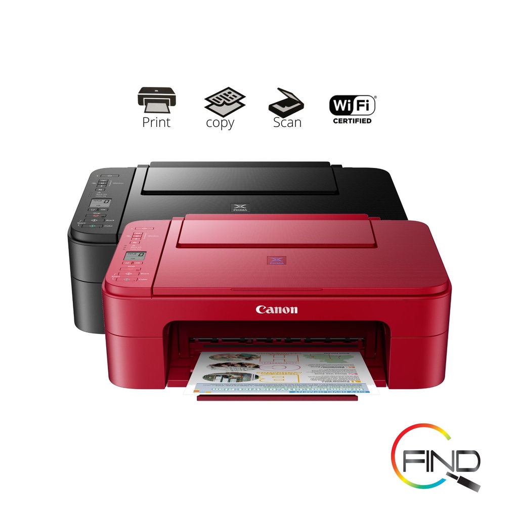 CANON PIXMA E3370 (Black/Red) Compact Wireless All-In-One with LCD for ...
