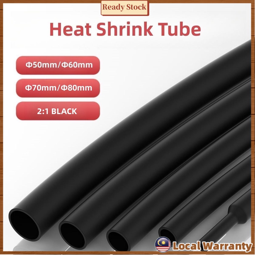 1 Meter Shrinkable Sleeving Black Color Heat Shrink Tube Heat Ø50mm