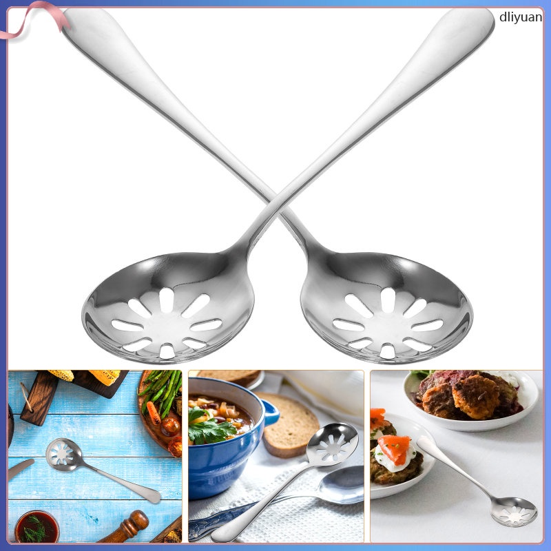 2 Pcs Metal Spoon Catering Serving Utensils Stainless Steel Colander