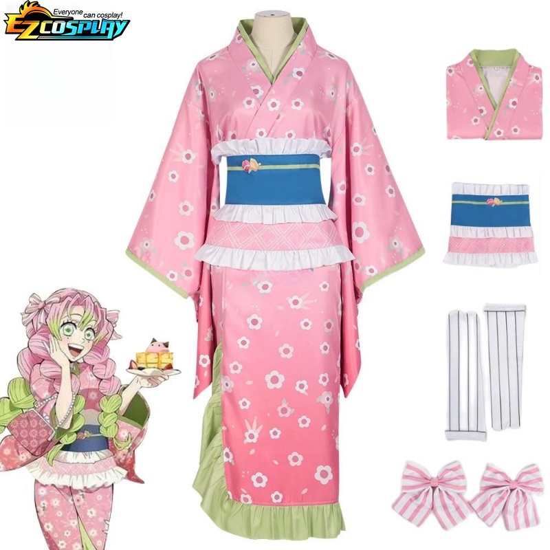 Kanroji Mitsuri Pink Cosplay Costume Kisatsutai Sexy Kimono Halloween ...