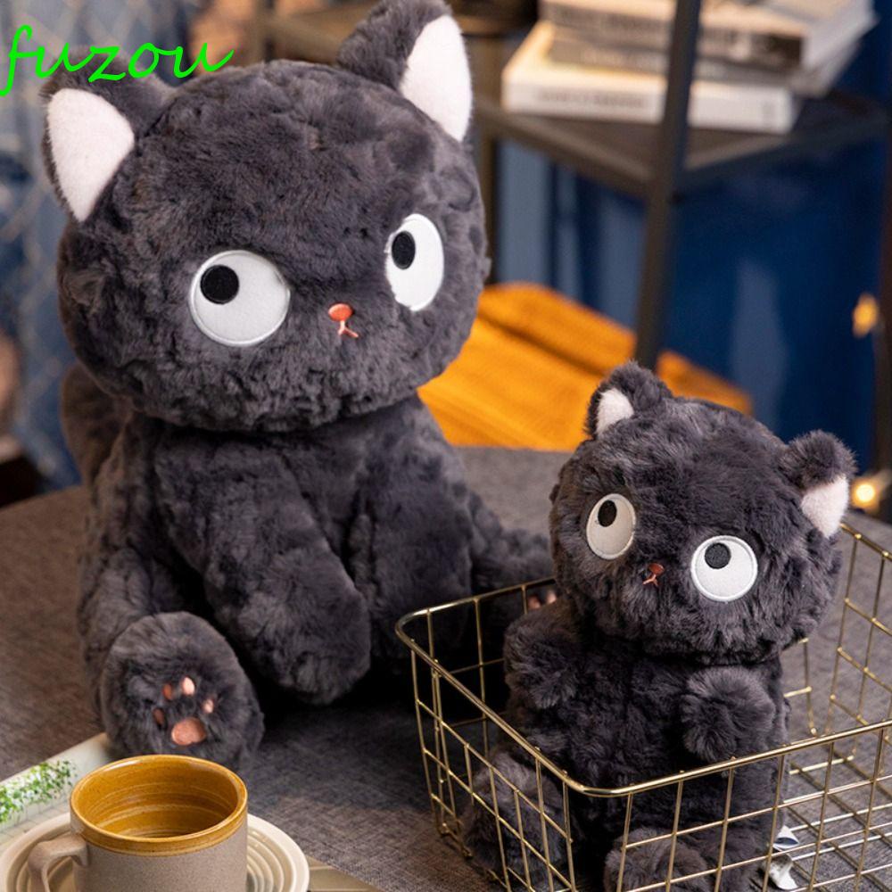 FUZOU Plush Black Cat Big Eyes Doll, Big Eyes Cartoon Animal Cat Pillow ...