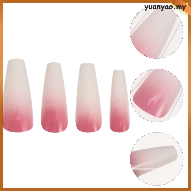 Wearing False Nails Girls Fake Matte Tips Coffins Long Decals Ballet ...