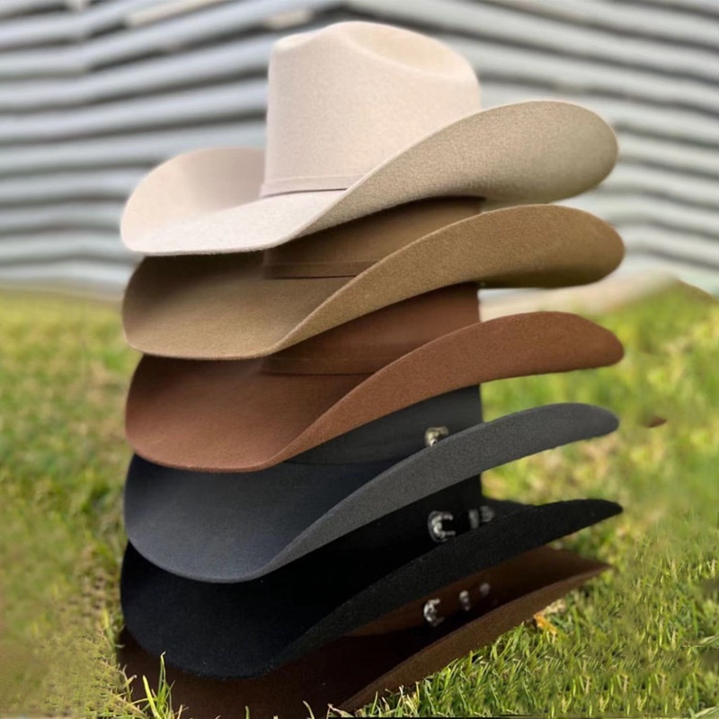 100 Wool Western Cowboy Hats for Unisex Cream Cowgirl Hat Women Party Top Hat Men Felt Panama Cap Outdoor Sun Hat Shopee Malaysia