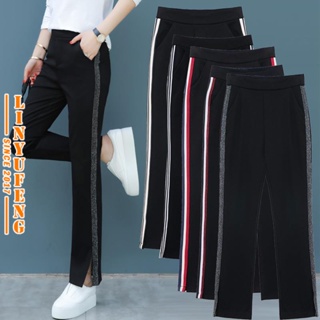 Free Shipping Bootcut Long Pants Women Plus Size Vintage Black