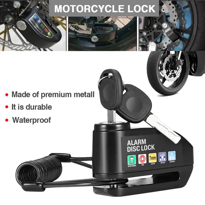 Motorcycle Alarm Lock Loud Alarm Disc Brake Lock Original And Pl