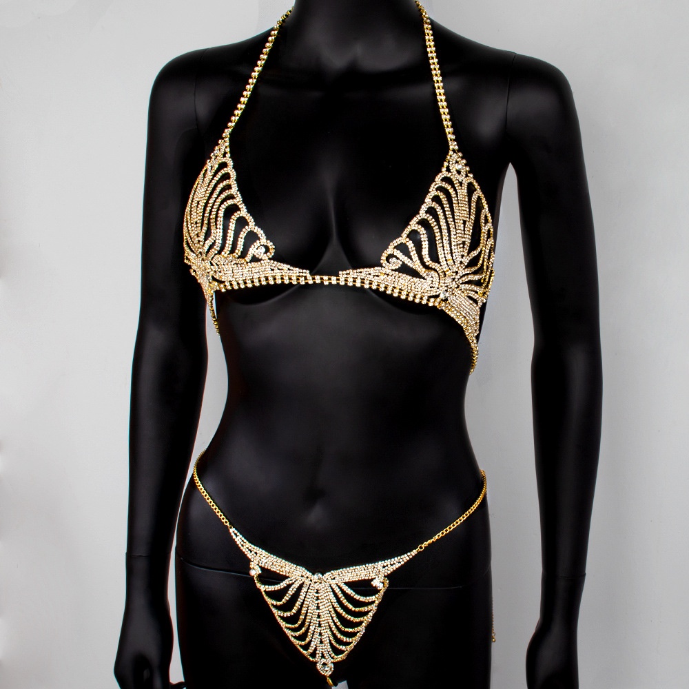 Diamond Underwear Body Chain Sexy Nightclub Rhinestone Chain Bra