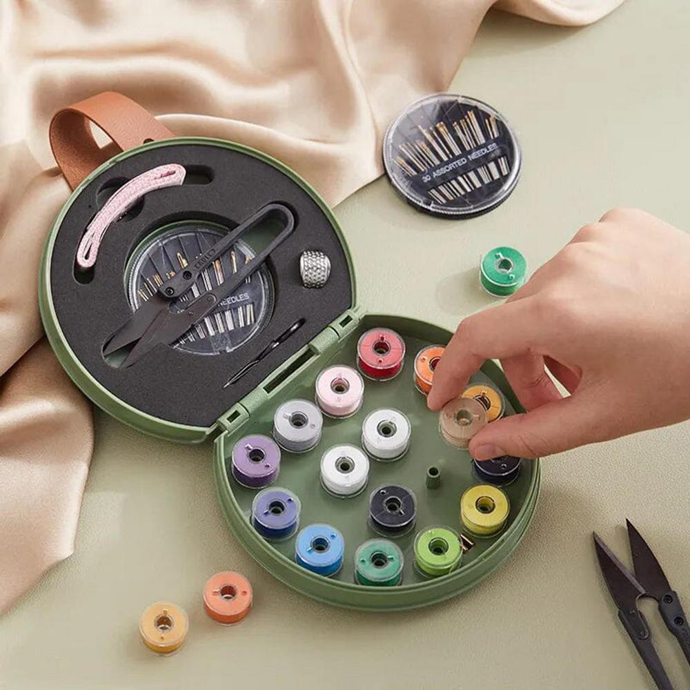 Double-layer Hand Sewing Kit With Threads Scissors Needles Portable Button  Repair Sewing Kit Box For Travel Sewing Accessories