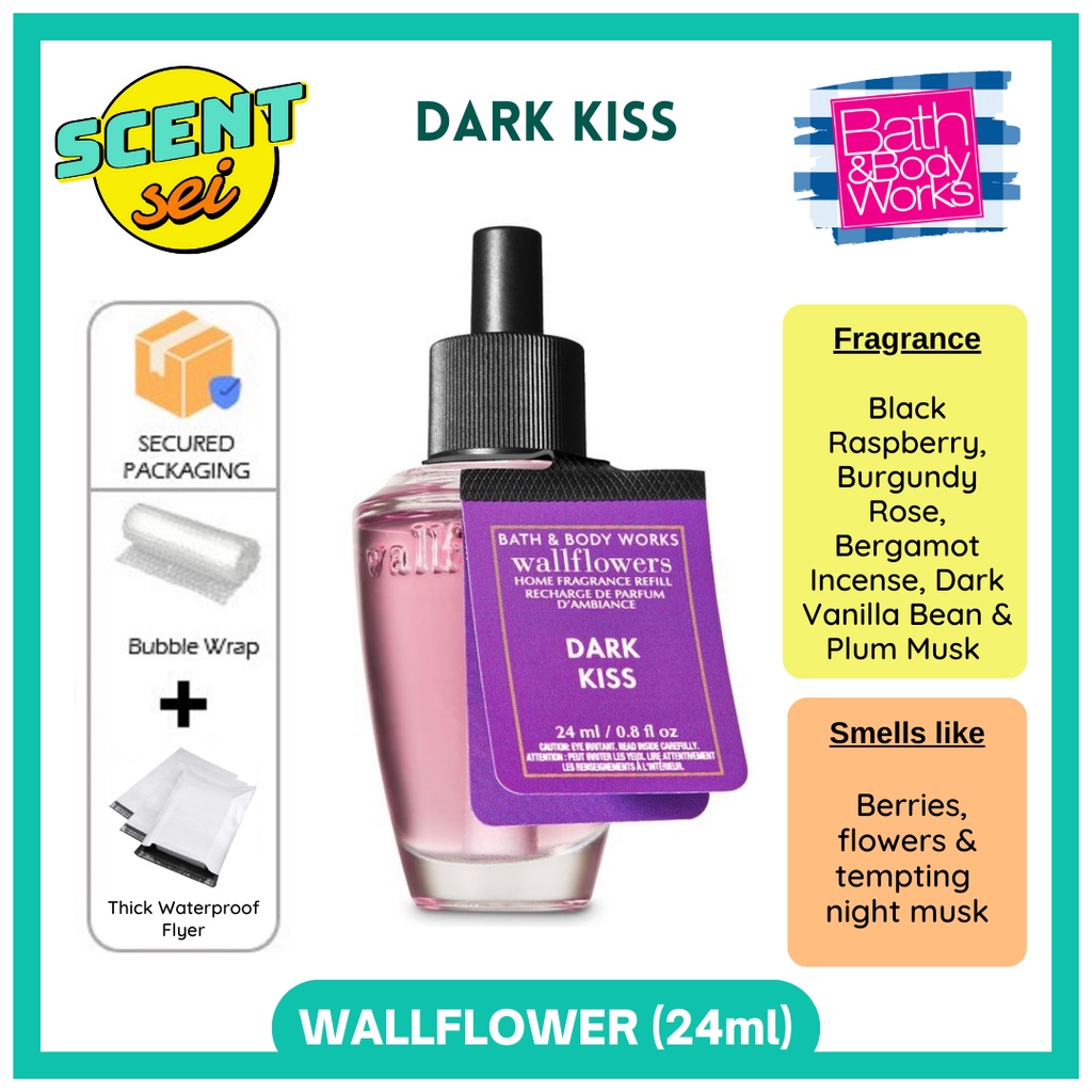 BBW Dark Kiss Bath & Body Works Wallflower Refill Fragrance Bulb & Plug ...