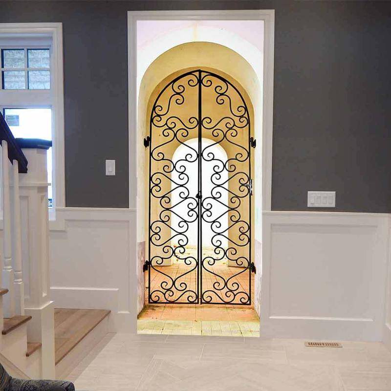 Custom Creative Arch Iron Gate Self Adhesive Papers For Living Room ...