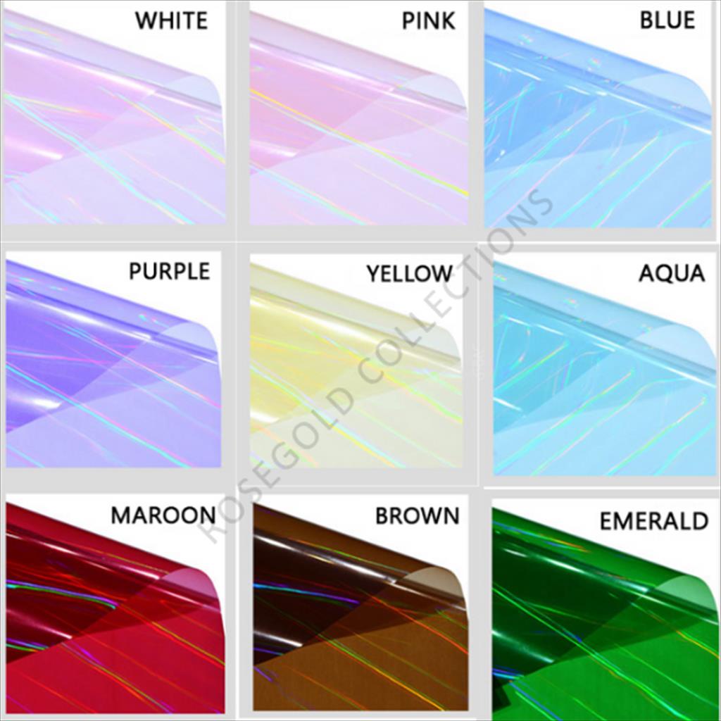 [1Pack] 15 Sheets HOLOGRAM TRANSPARENT CELLOPHANE GLASSINE Flower