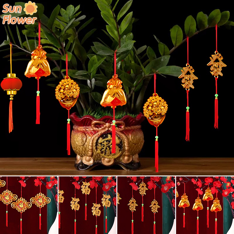 Chinese Style Potted Plant Decoration Lantern Shape Potted Plant