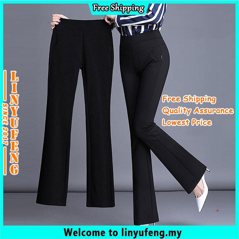 Black plus size bootcut flare pants & trousers for women xxxxl to