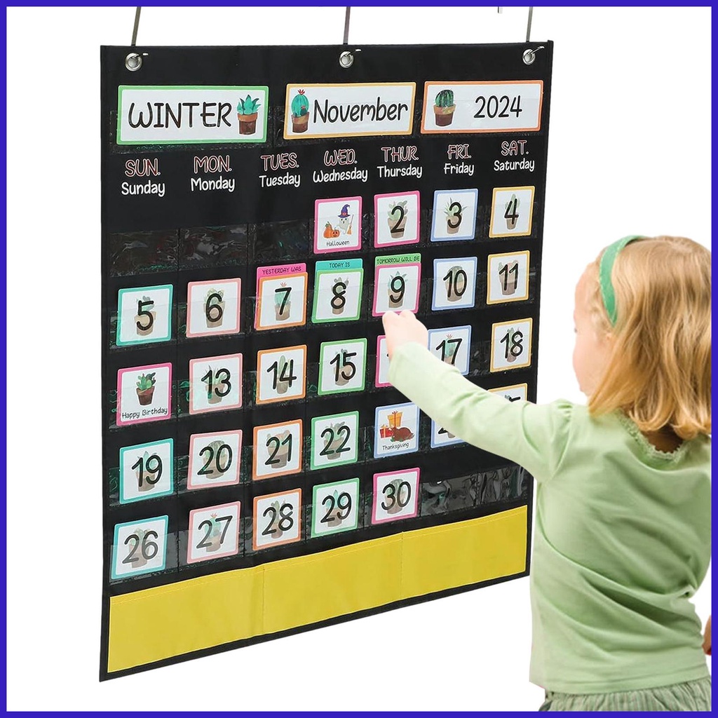 Pocket Chart Calendar Classroom Calendar and Weather Pocket Chart black