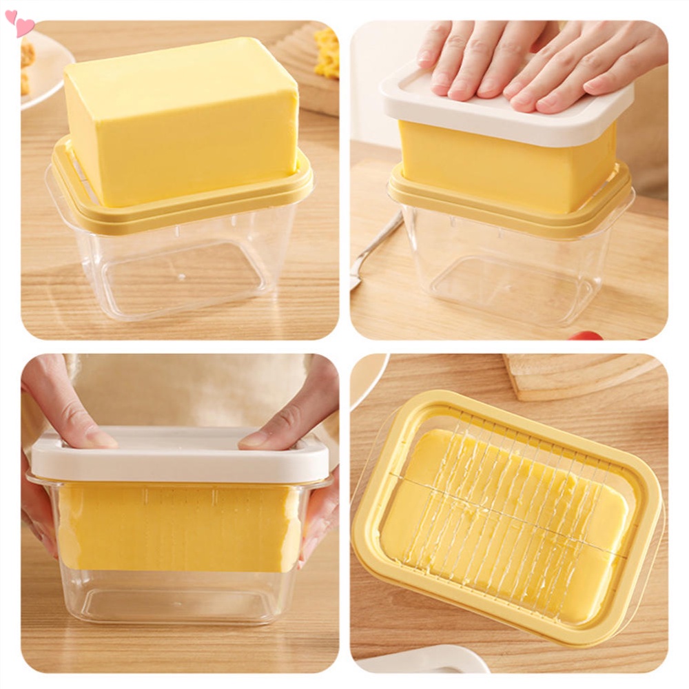 Plastic Butter Cutter Slicer, Large Airtight Butter Dish Container with ...