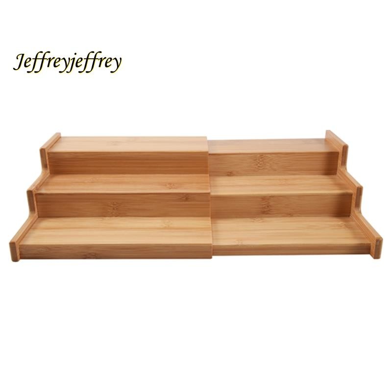 Spice Rack Kitchen Cabinet Organizer- 3 Tier Bamboo Expandable Display ...