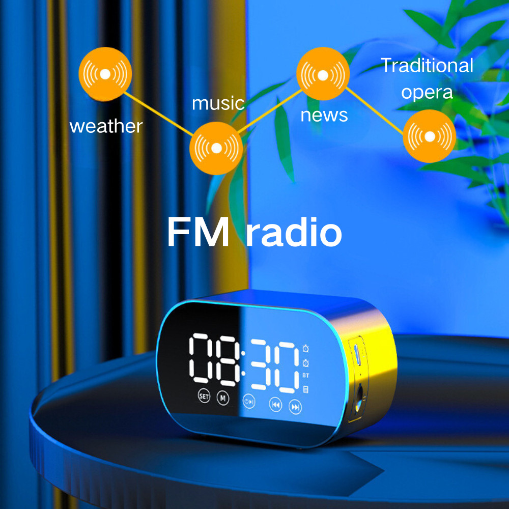 Wireless Bluetooth Speaker Multifunction LED with Mirror Digital Alarm ...