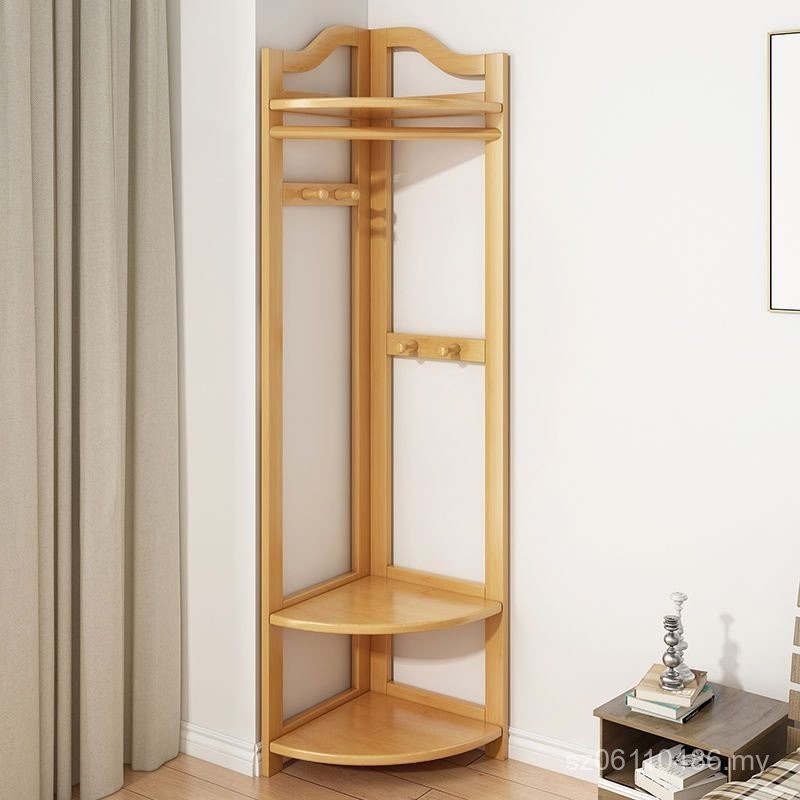 Indoor Bedroom Door Vertical Coat Rack Solid Wood Floor Corner Hanger ...