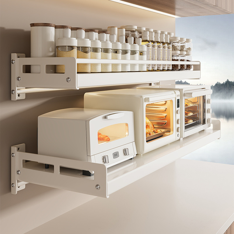 Kitchen Microwave Rack Wall-Mounted Oven Partition Wall Pot Rack ...