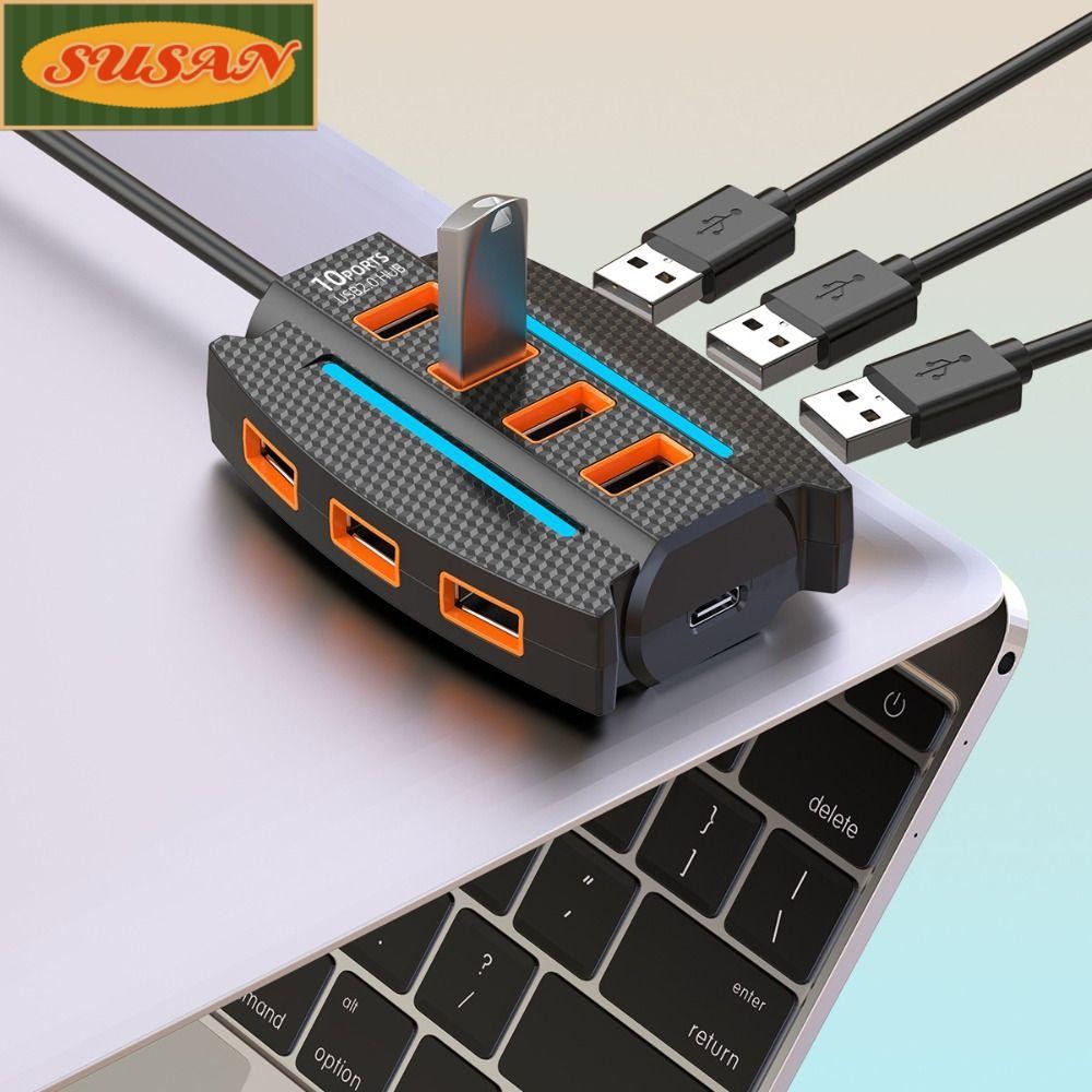 SUSANS USB 2.0 Splitter, Expander 10 Ports USB Adapter Hub, External ...
