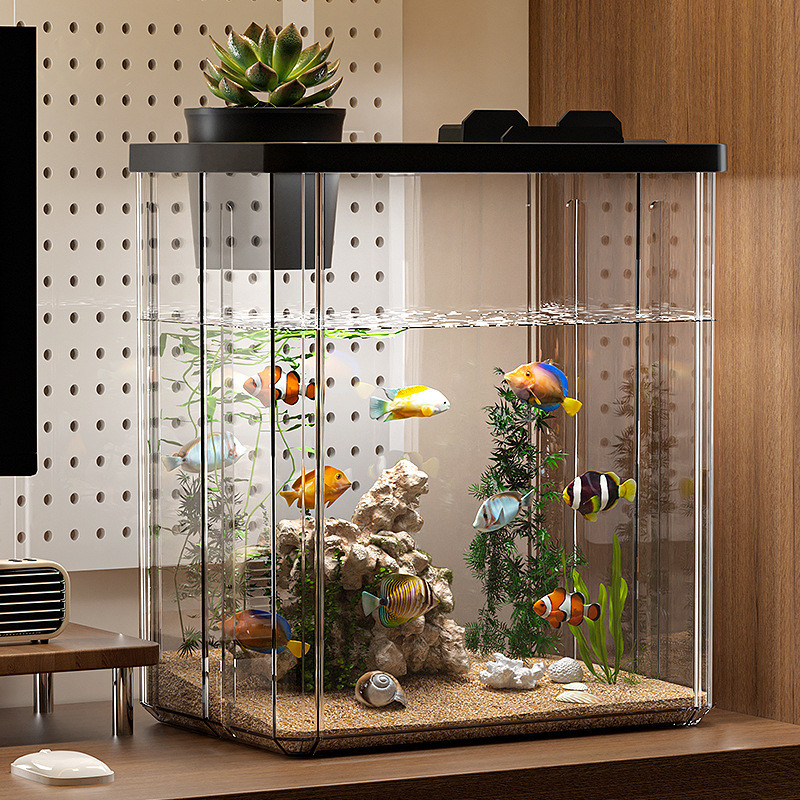 Picture of Small Small Fish Tank Office Ecological Goldfish Tank Feng Shui ...