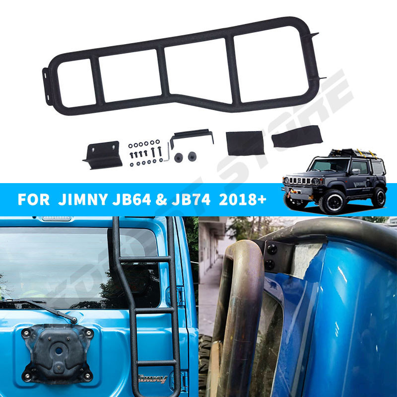 Archaic Achterklepladder voor Suzuki Jimny Sierra JB64 JB74 2019-2024, Staart Ladder Cross Country Ladder voor Jimny, Geïntegreerde Achterste Trapladder, Zwart