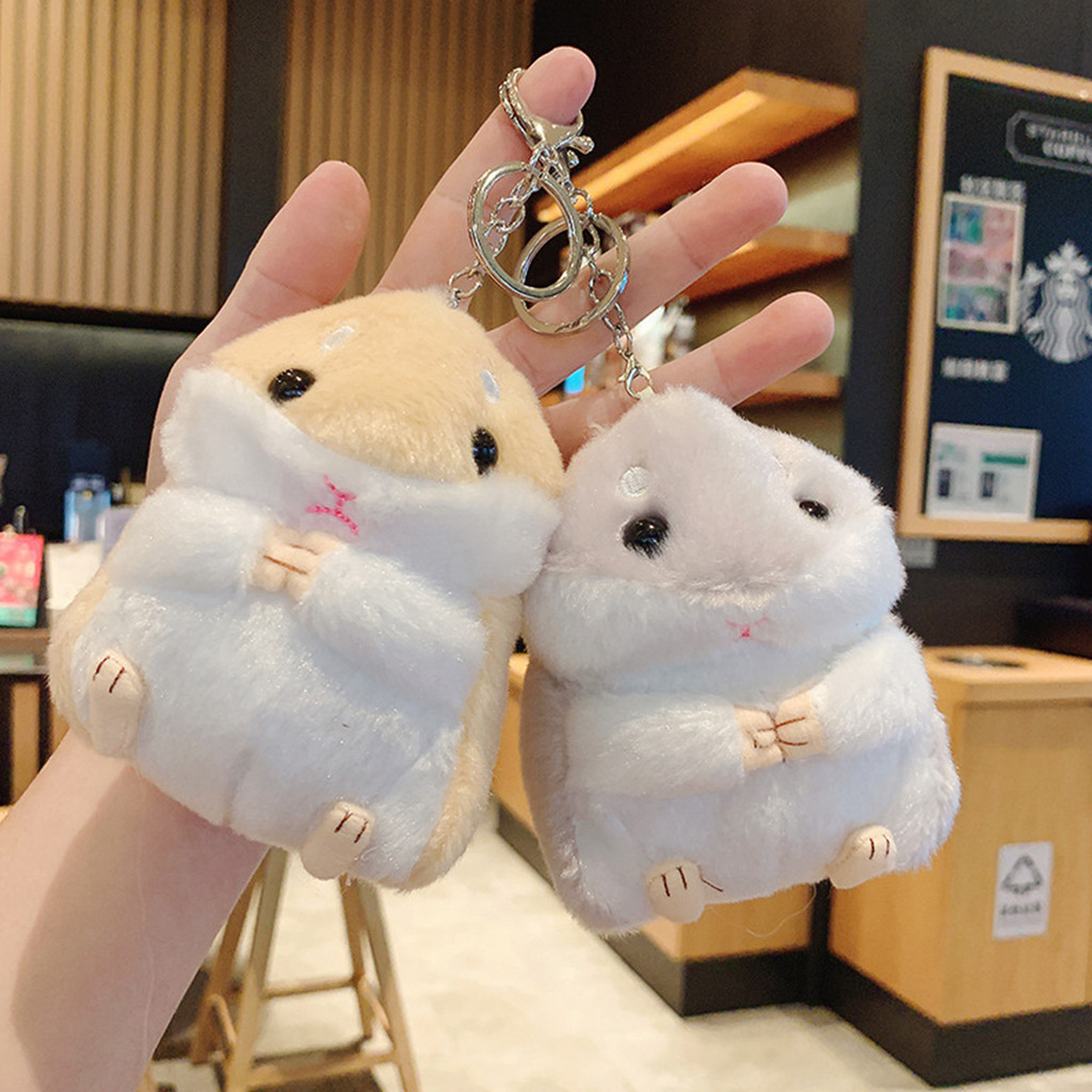 SKM Cute Stuffed Hamster Fluffy Plush Toy Keychain Rantai Kunci L443 ...