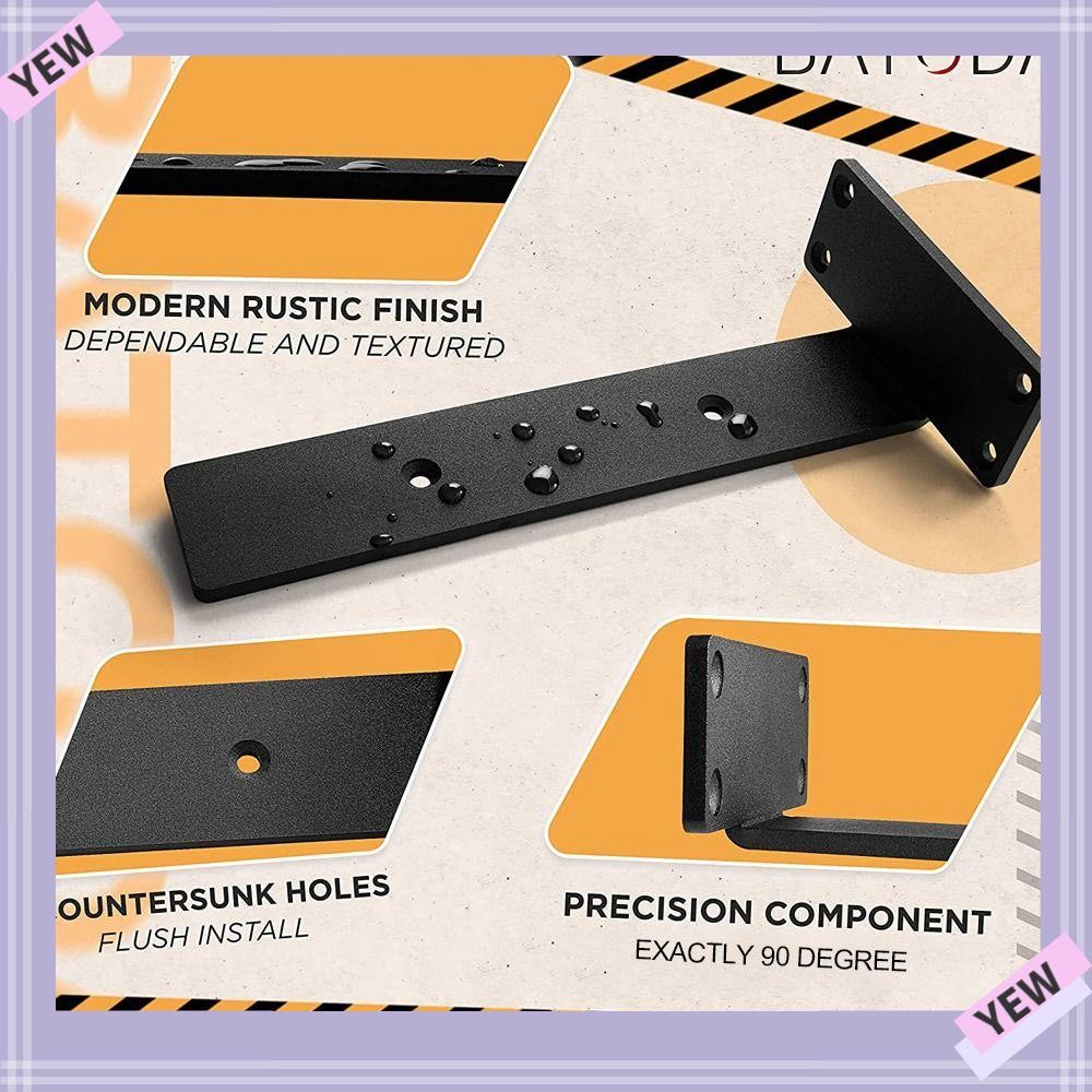 YYE Cast Iron Shelves Brackets, Heavy Duty Wall Mount Floating Shelf ...