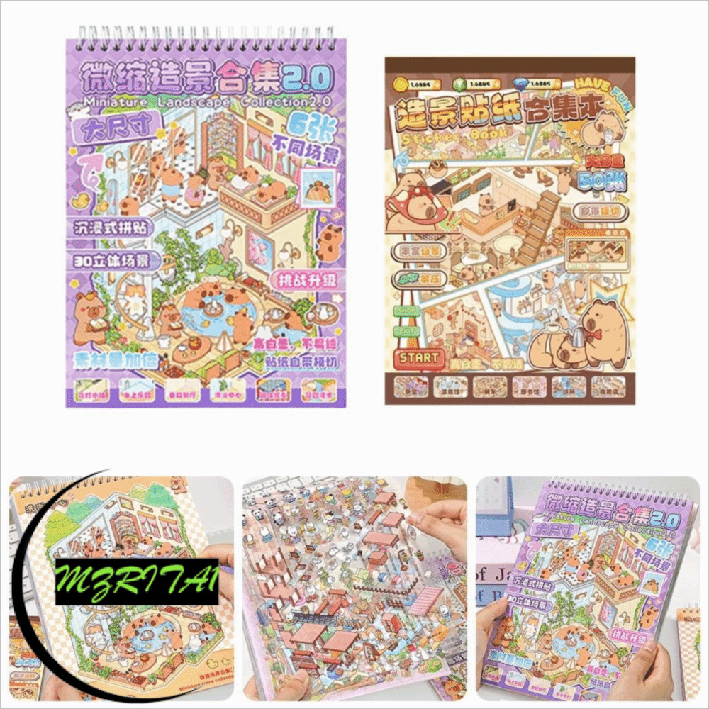 MARITA1 Landscape Sticker, Capibara PET Miniature Scene Collection ...