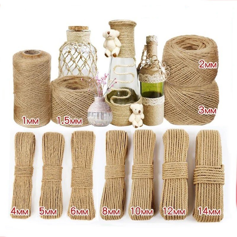 30/50/100M Natural Jute Rope Cord Twine Ribbon Craft DIY Wedding Jute ...