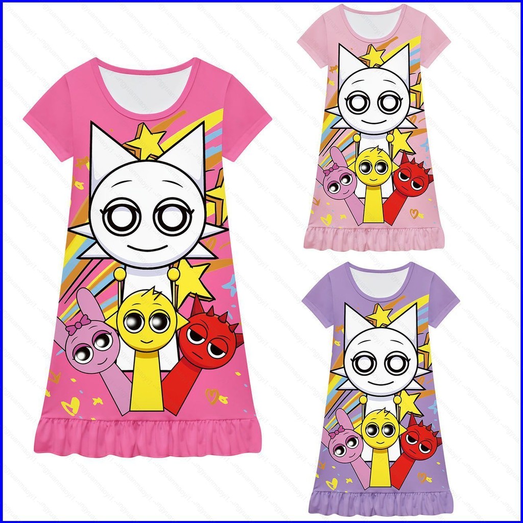 Loye kids Incredibox Sprunki cartoon cute falbala dress house ...