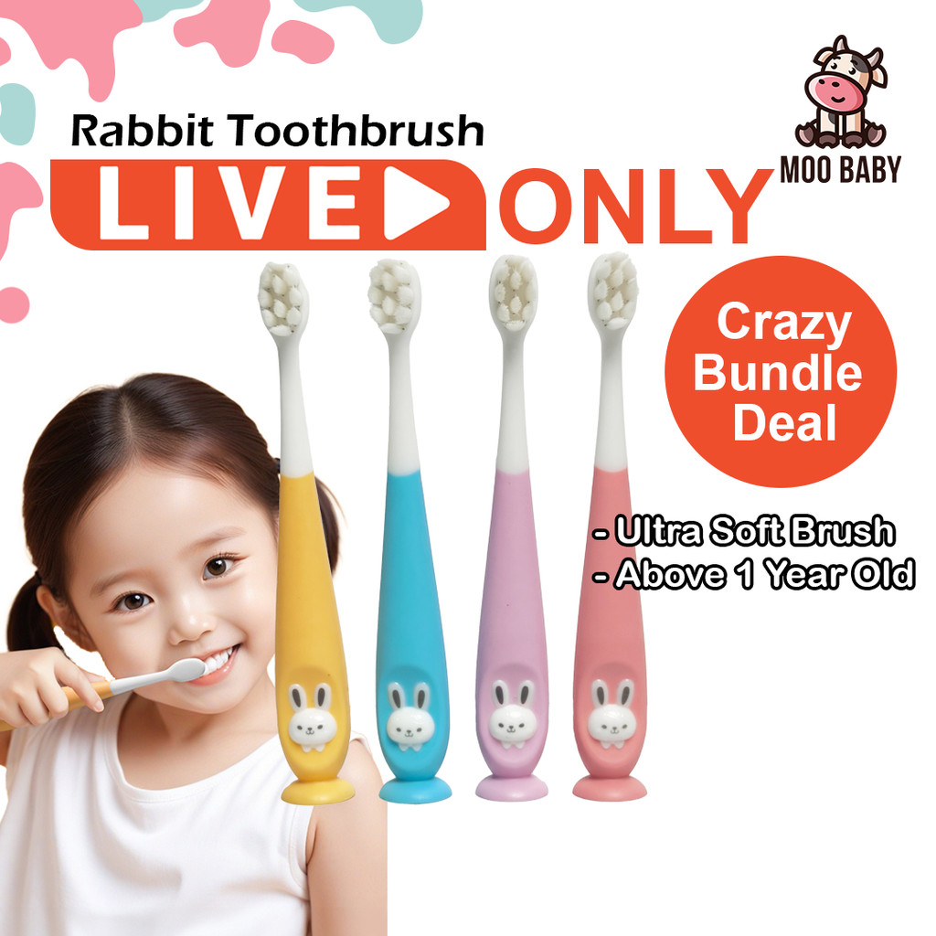 [LIVE ONLY] Moo Baby Rabbit Toothbrush Berus Gigi Baby 2 Tahun Berus ...