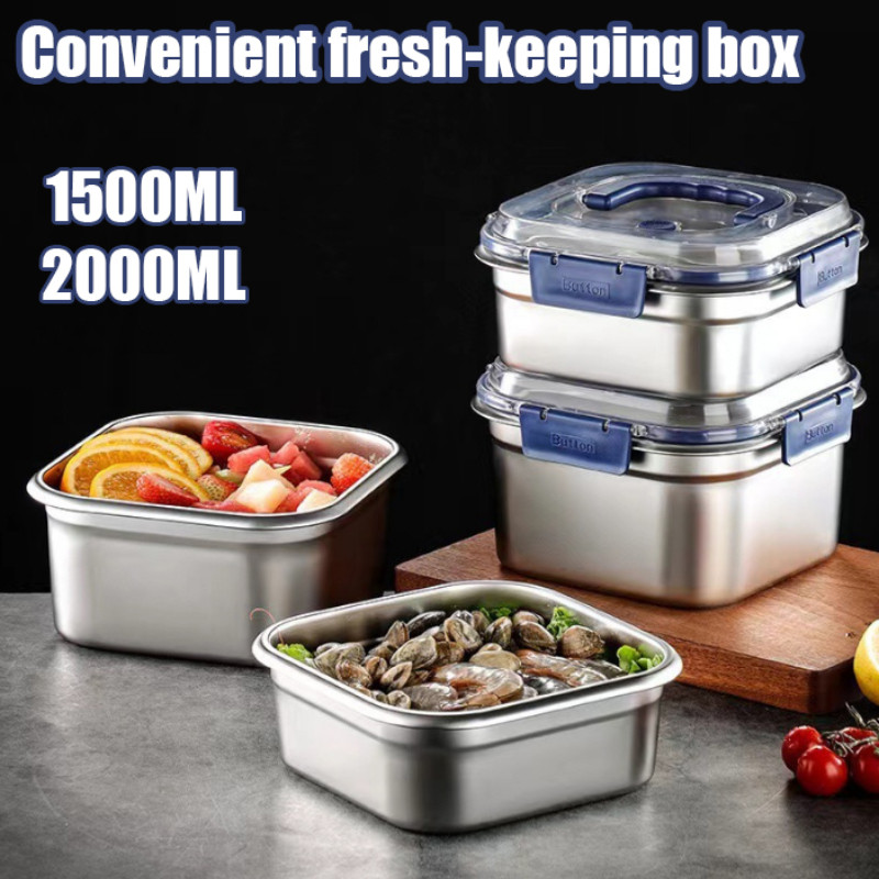 Stainless Steel B with Lid Storage Rack Grill Tray Fresh-keeping Box ...