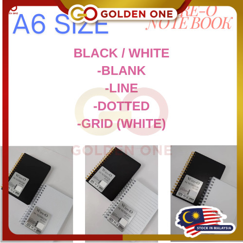 A6 WIRE-O NATURAL PP COVER NOTE BOOK 80GSM 80'S LINE/BLANK/GRID/DOTTED ...