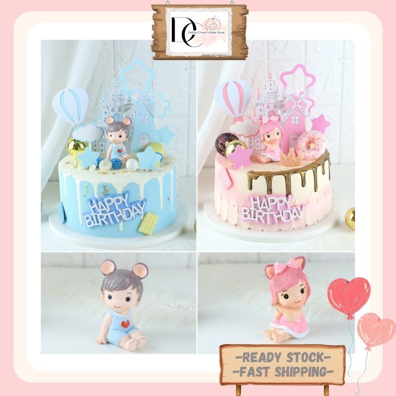 Topper Kek Bayi – Puteri & Putera Kecil Hiasan Kek / Baby Girl Baby Boy ...