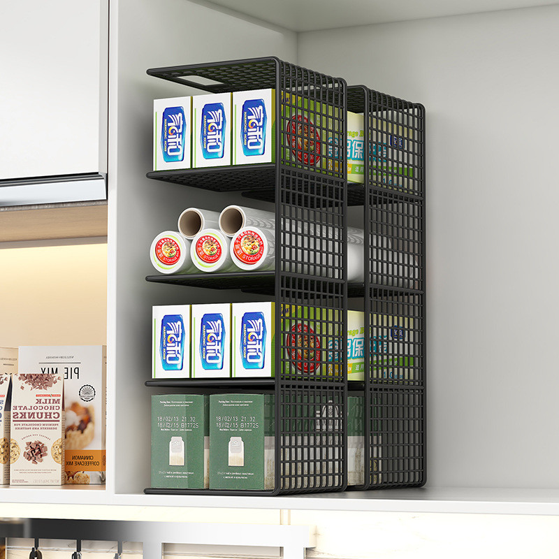 Plastic Wrap Storage Rack Cabinet Compartments Organizing Rack In ...