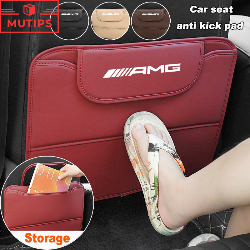 Mercedes Benz AMG Leather Car Seat Back Anti Kick Mat Waterproof ...