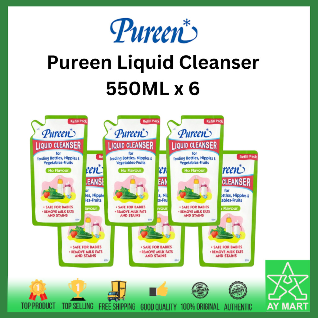 Pureen Liquid Cleanser 550ML x 6 Packs No Flavour Washing Fruits and ...