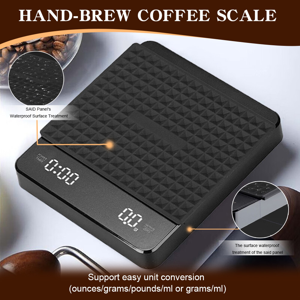 Mini Coffee Scale With Timer Rechargeable 3kg/0.1g Accurate Scale Auto ...