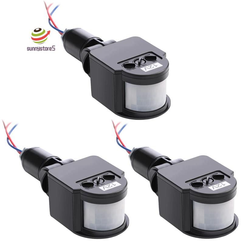 3 Pcs Black Motion Detectors Motion Sensor Light Switch Outdoor Pir ...