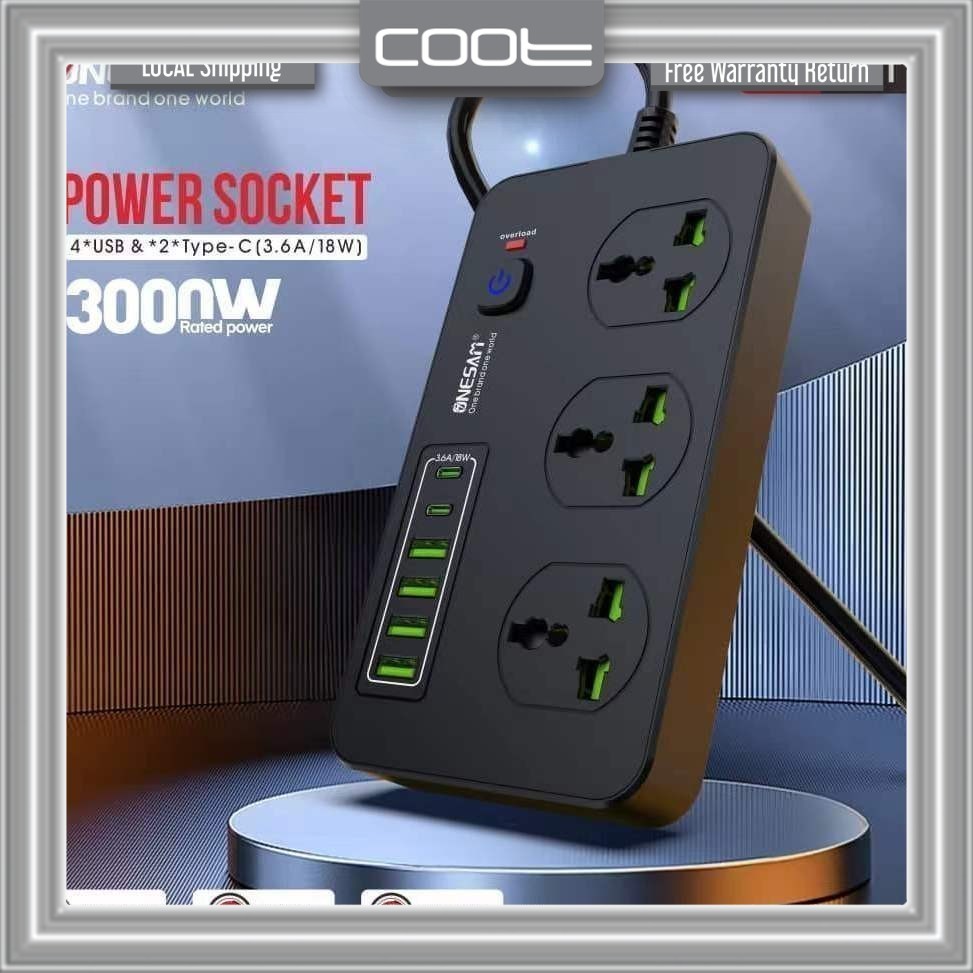 ONESAM 3000W Extension Plug Type-C Onesam Power Socket Charger ...