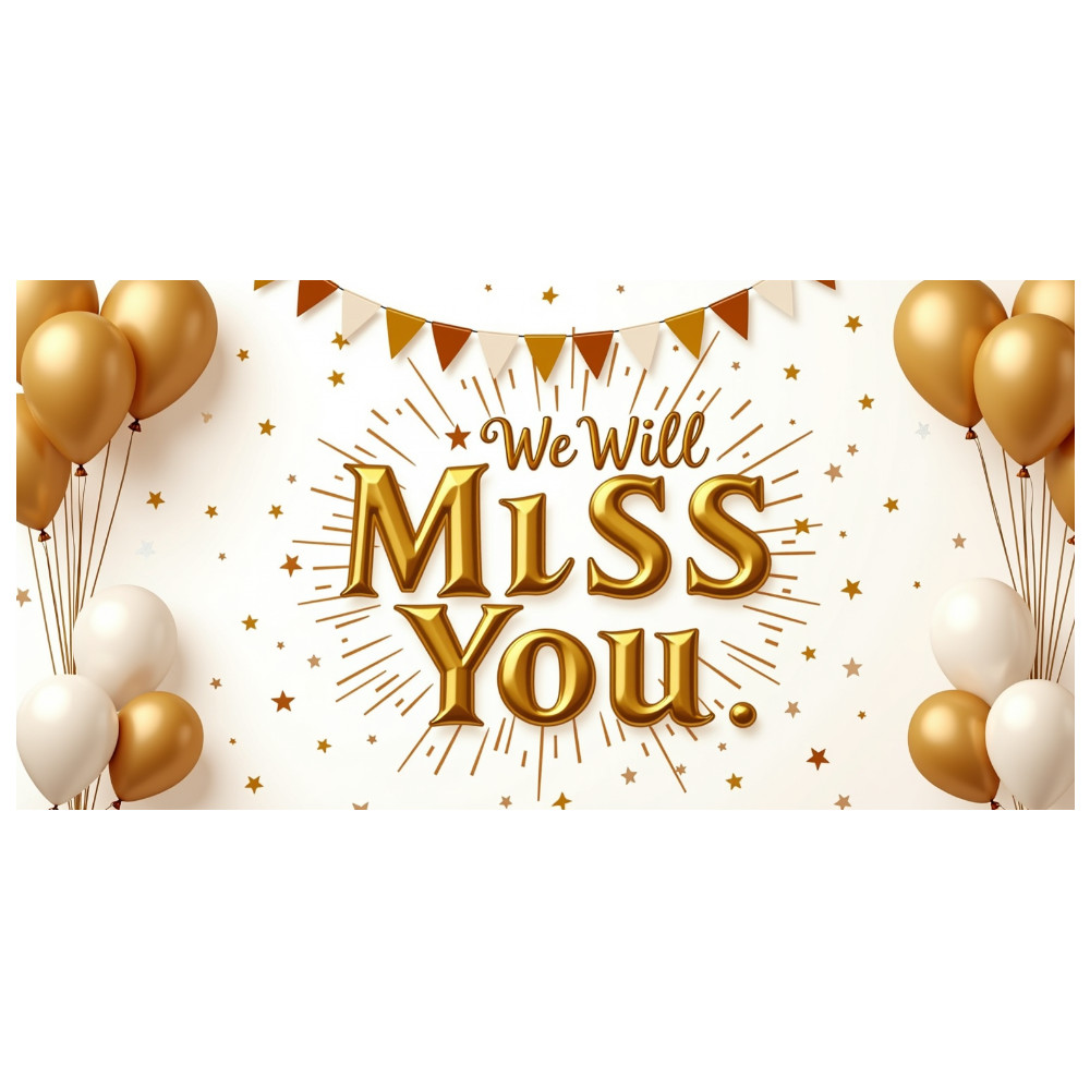 Wall Goodbye banner Gold Farewell banner Balloon Star Party backdrop ...