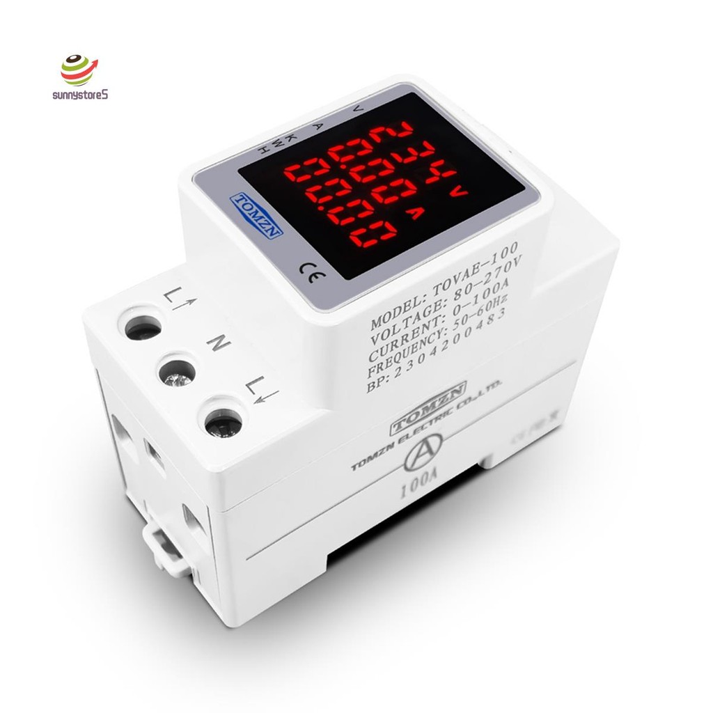 AC 80-500V 100A DIN Rail Ammeter Voltmeter Digital Display Voltage