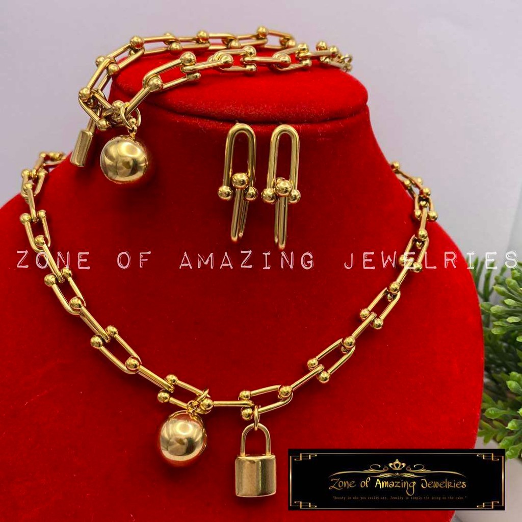 zoaj.ph UShape Link 3in1 Jewelry Set Premium Stainless Steel Gold ...