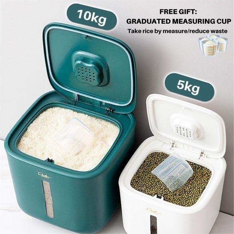 5KG Airtight Rice Container - Locking Lid Grain Storage | Moisture ...